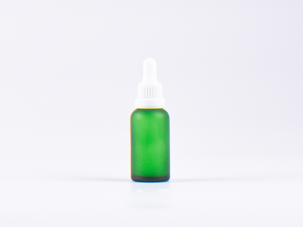 Grünglasflasche 30ml, mit Pipette OV weiss